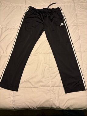 adidas Black Jogger Pants with White Side Stripes